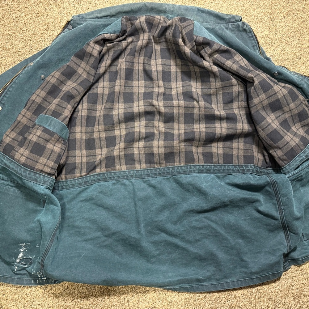 Carhartt Canvas Flannel Lined Snap Button Jacket Forest Green XL - Picture 3 of 6